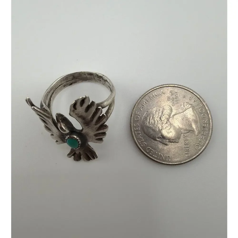 Vintage Navajo Style Sterling Silver Thunderbird Ring 6.5
